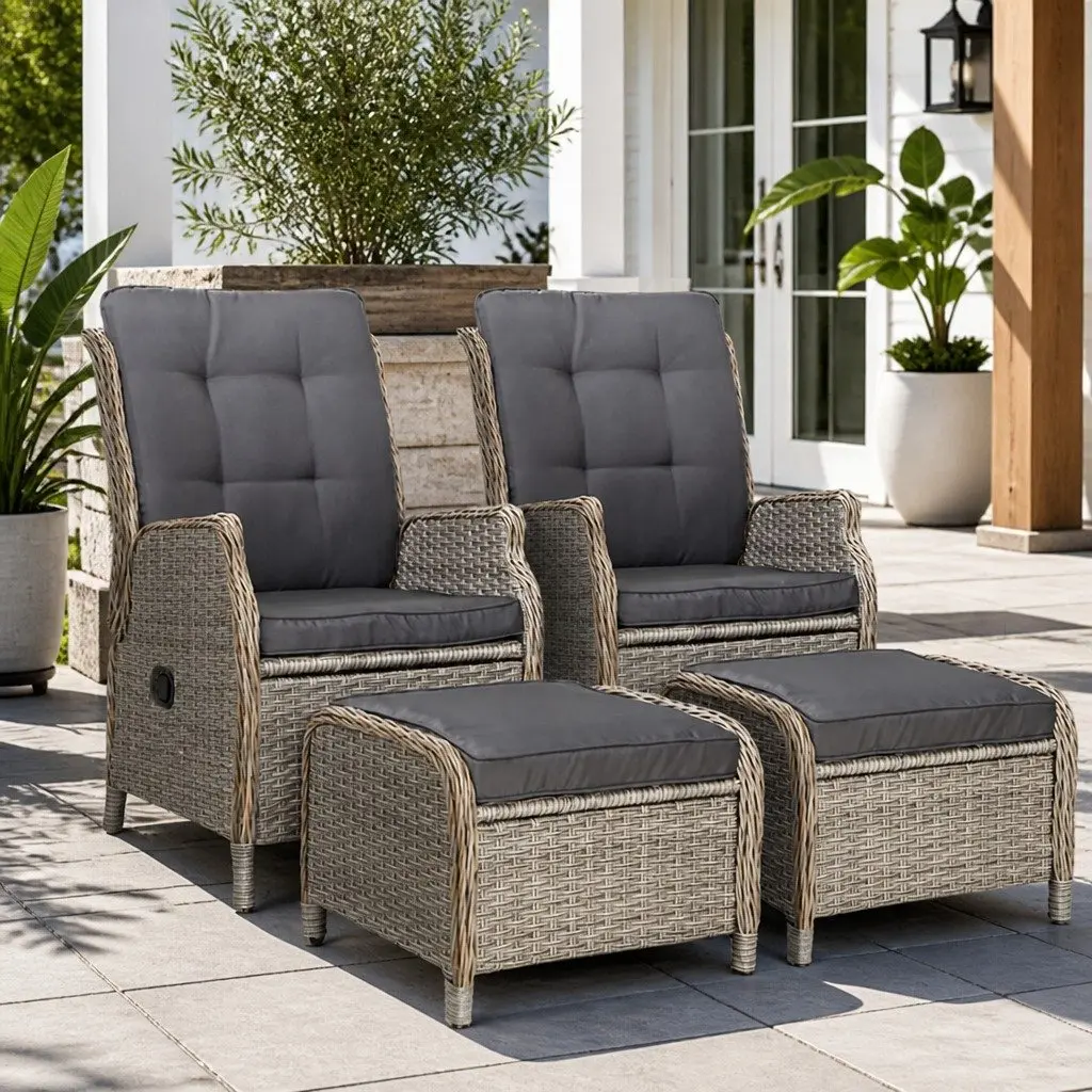 Wicker Recliner Chair Set with Comfort and Style