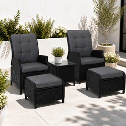 5PC Wicker Recliner Set: Value & Comfort Combined