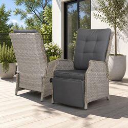 Wicker Recliner Lounge Chair Set - Comfort & Durability