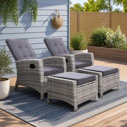 Comfortable 2PC Wicker Recliner Chairs with Ottoman Value