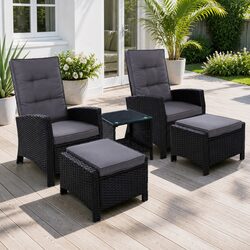 5PC Outdoor Recliner Chair Set - Quality Meets Comfort