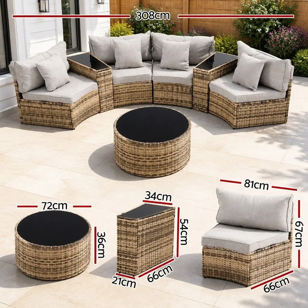 Outdoor Sofa Set 4 Seater Lounge Suite 7 Piece Brown Rattan Patio Furniture