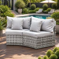 2 Piece Outdoor Sofa Set Modular Rattan Lounge Chair Garden Patio Furniture Grey