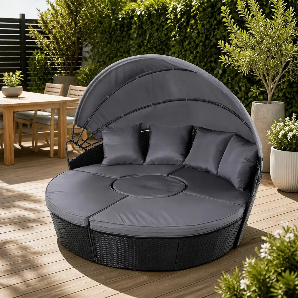 Outdoor Day Bed with Adjustable Canopy