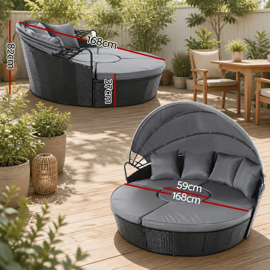 Outdoor Day Bed with Adjustable Canopy