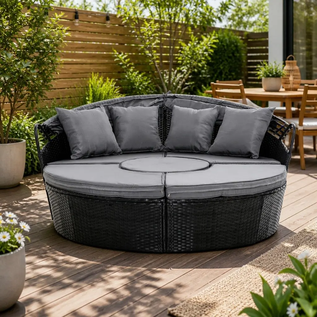 Outdoor Day Bed with Adjustable Canopy