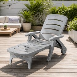 Comfortable and Durable Grey Sun Lounger for Relaxation