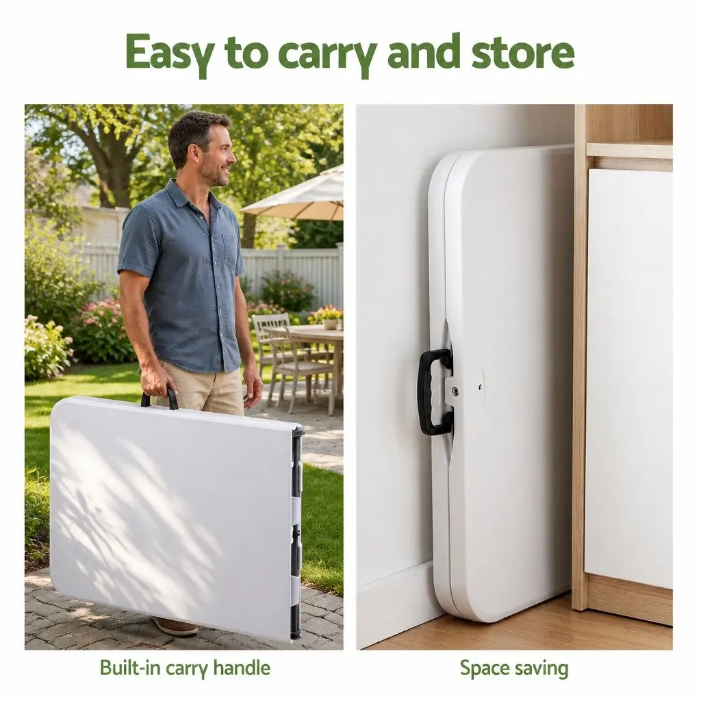 Folding Table Portable Dining 180cm White