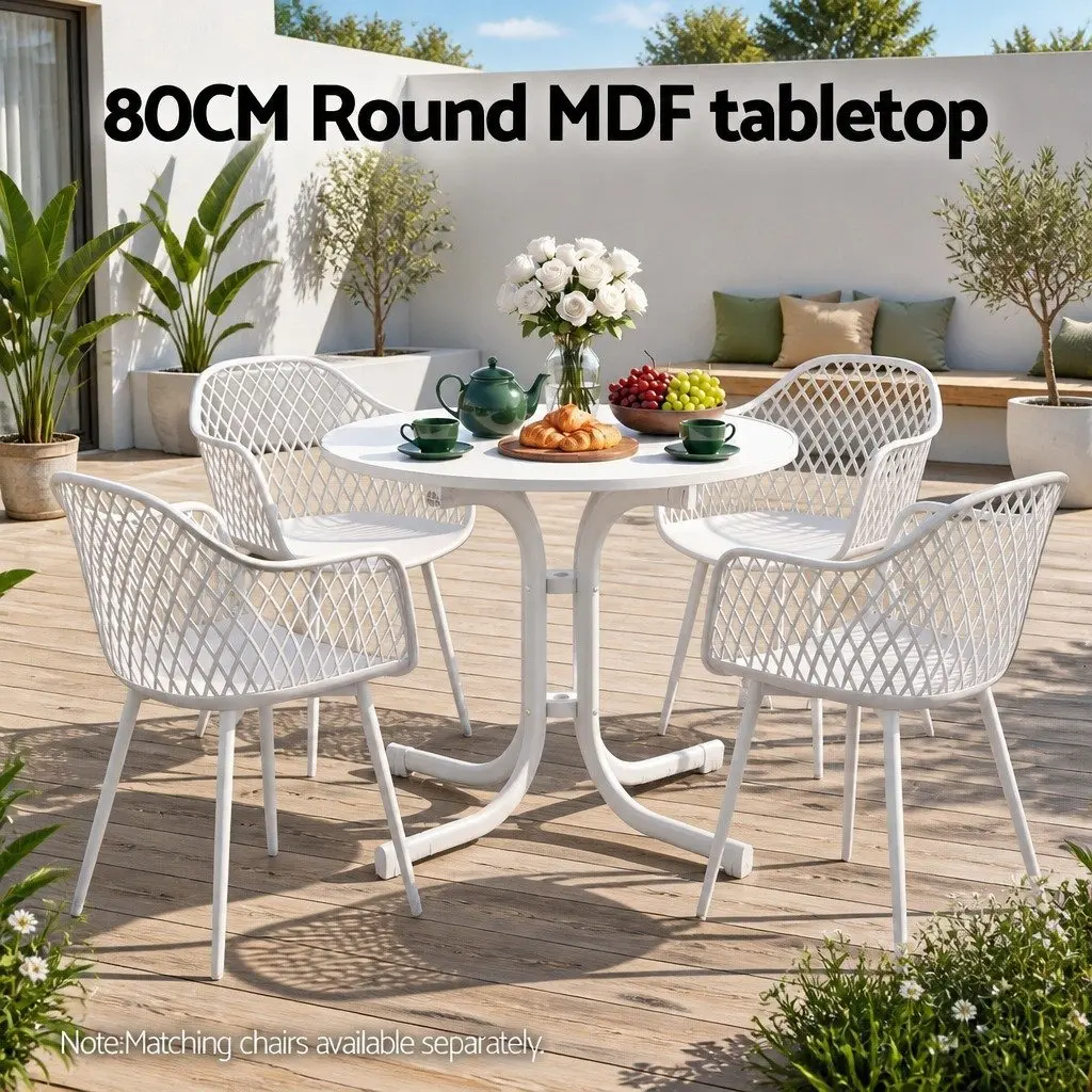 Round Folding Bistro Table Outdoor Patio Dining Desk 80cm White