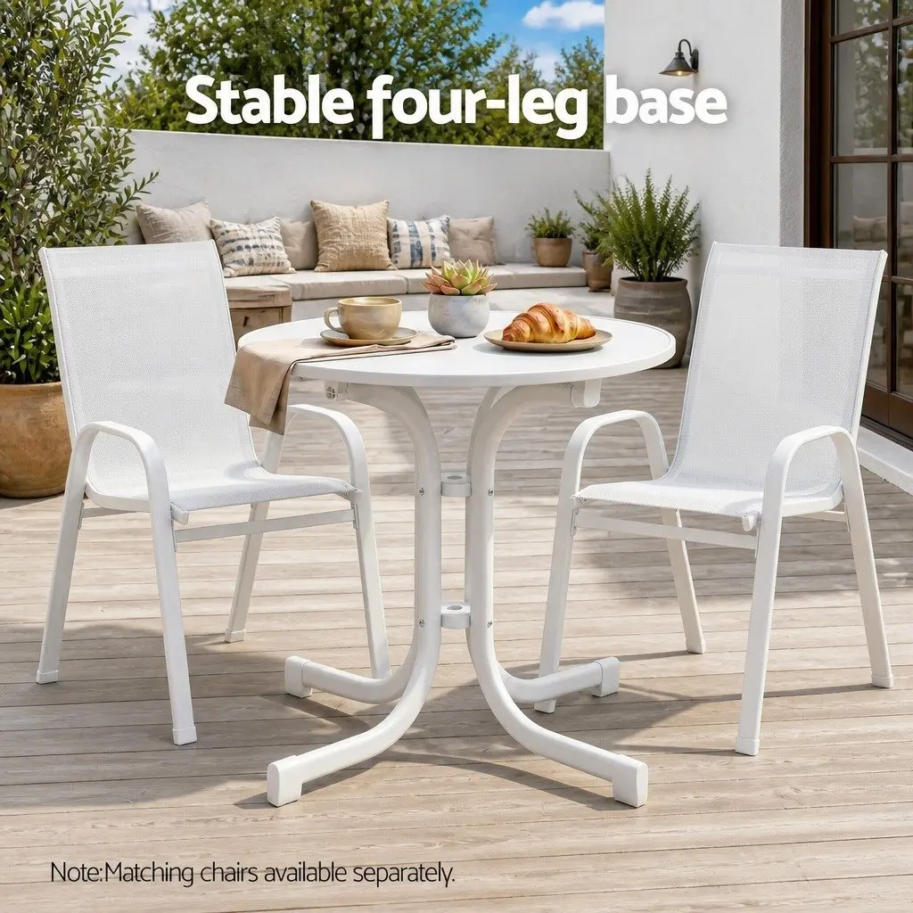 Round Folding Bistro Table Outdoor Patio Dining Desk 80cm White