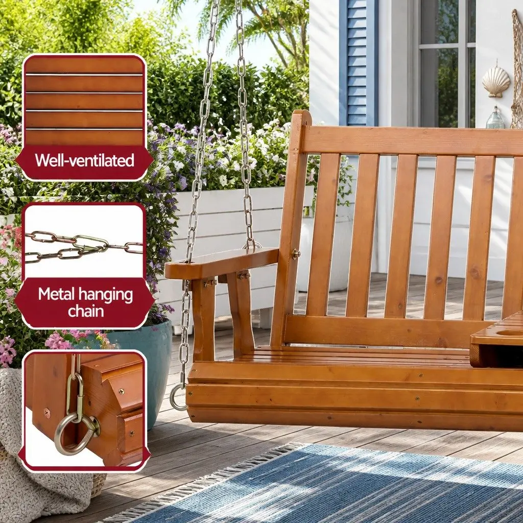 Outdoor Swing Chair 2 Seat Garden Patio Furniture Teak