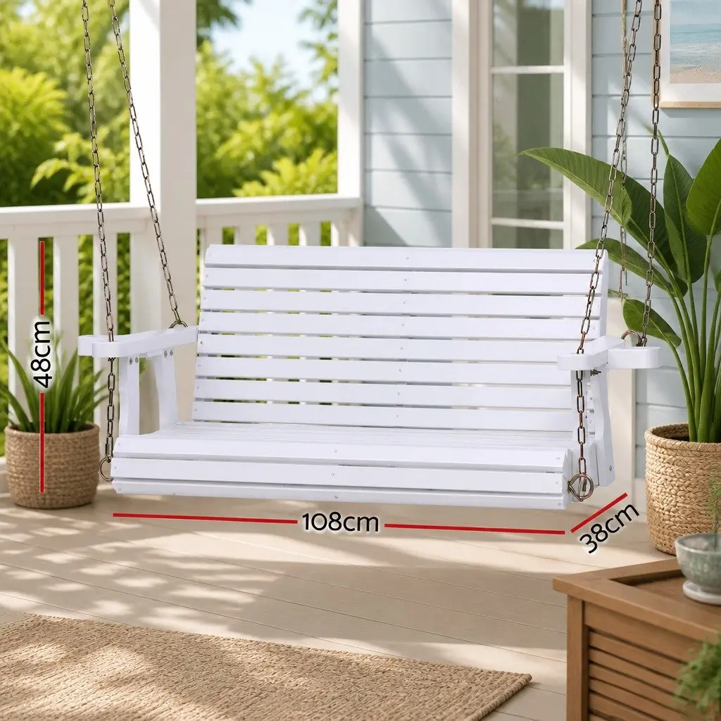 Outdoor Swing Chair 2 Seater Garden Porch Furniture White