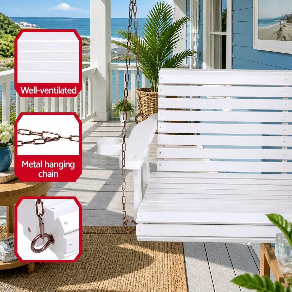 Outdoor Swing Chair 2 Seater Garden Porch Furniture White