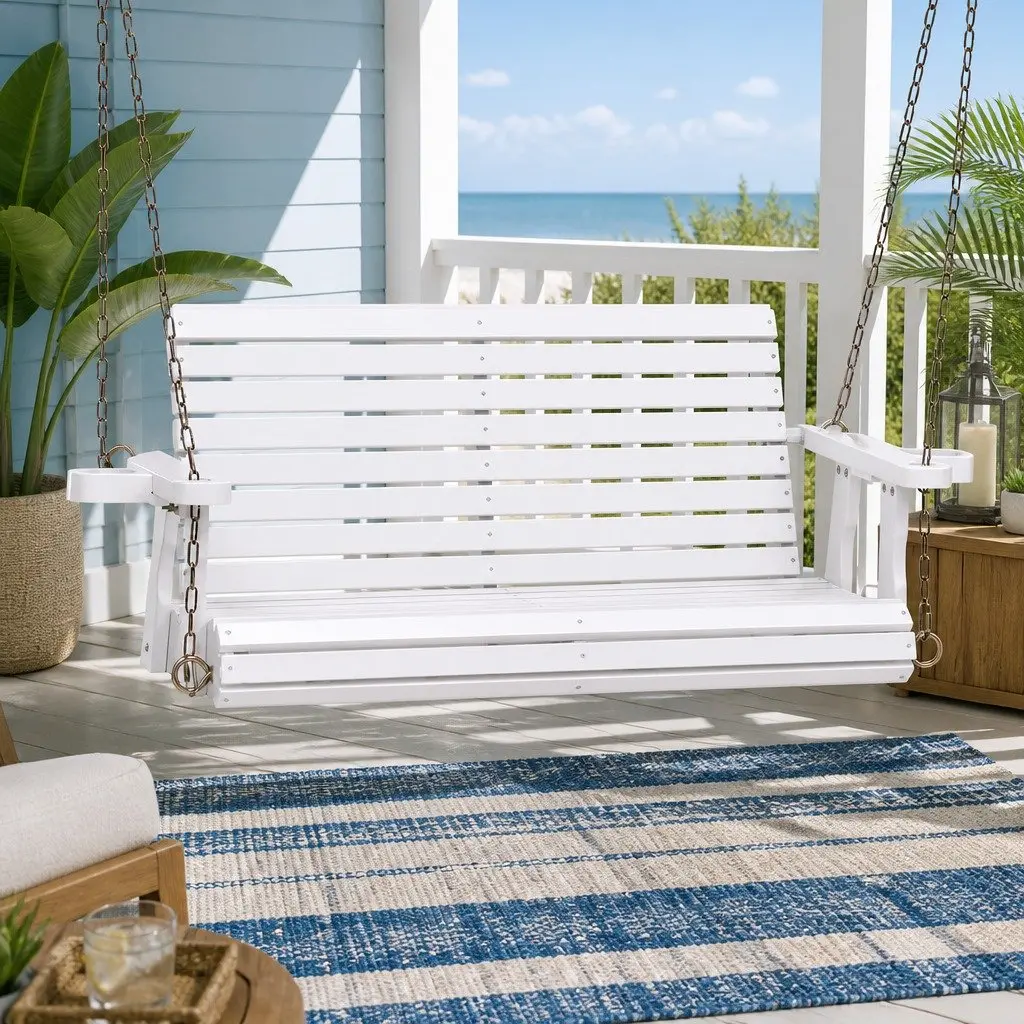 Outdoor Swing Chair 2 Seater Garden Porch Furniture White
