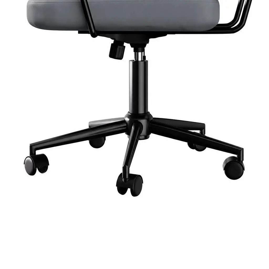 Ergonomic Office Chair Adjustable Height Grey PU Leather Computer Desk Chair