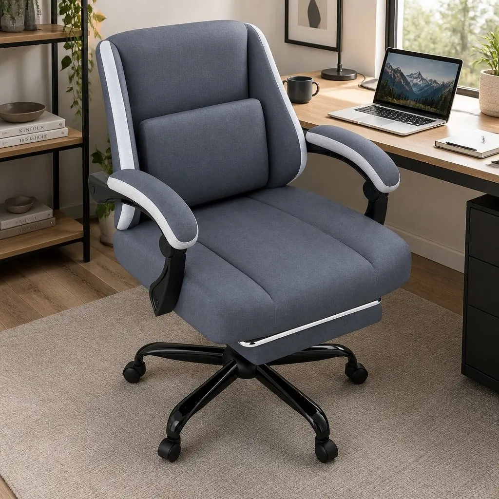 Office Chair Ergonomic Reclining High Back Swivel Desk Seat Black Beige