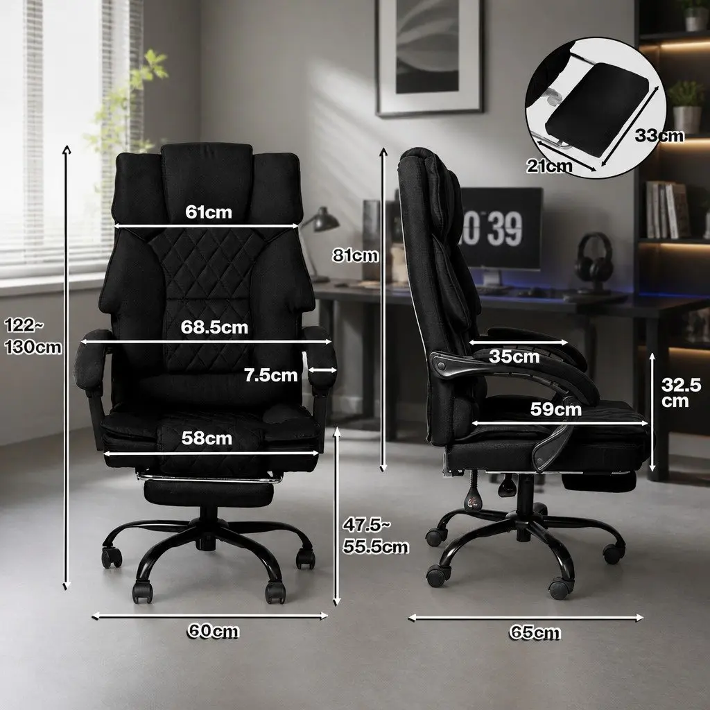 Ergonomic Office Chair Gaming Desk Chair High-back Adjustable Reclining Dark Grey