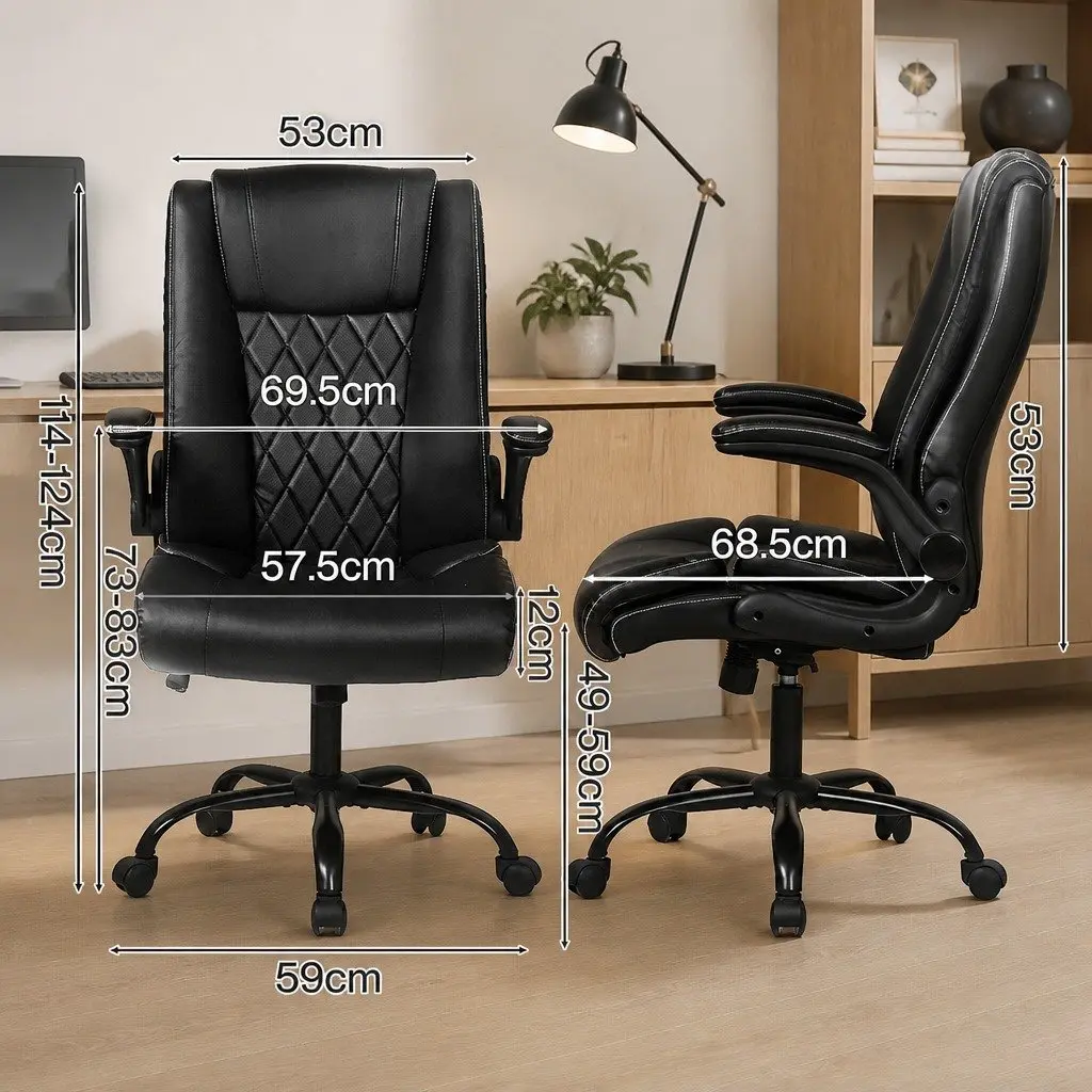 Executive Office Chair Reclining Gaming Work Seat High Back Black