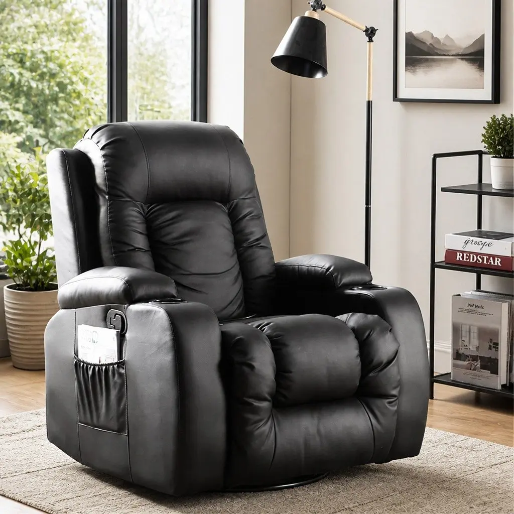 Massage Recliner Chair 360 Swivel Heated Lumbar Electric Full Body Relaxation