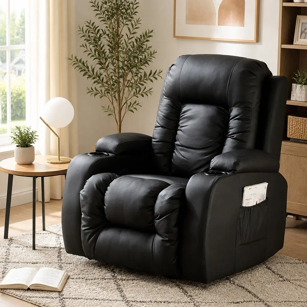 Massage Recliner Chair 360 Swivel Heated Lumbar Electric Full Body Relaxation