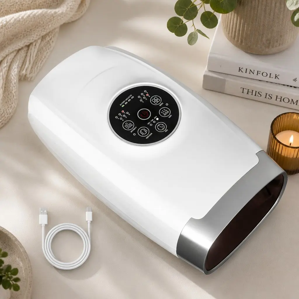 Electric Hand Massager Acupressure Therapy Wrist Palm Heating Function White