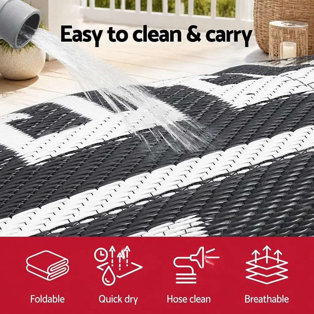 Outdoor Rug Reversible Dual-Sided 152x244cm Grey Patio Mat