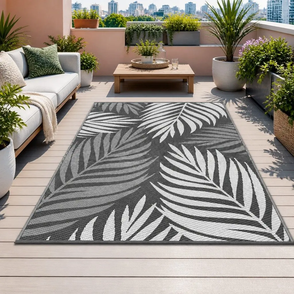 Outdoor Rug Reversible Patio Mat 152x244cm Grey