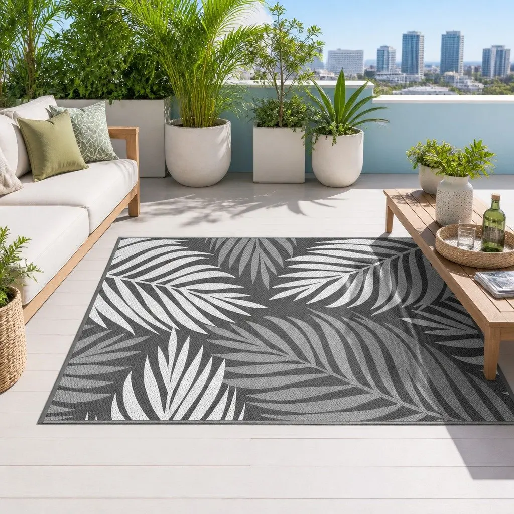 Outdoor Rug Reversible Patio Mat 152x244cm Grey