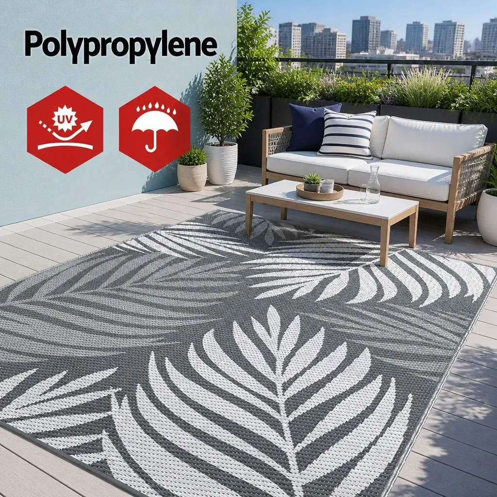 Outdoor Rug Reversible Patio Mat 152x244cm Grey