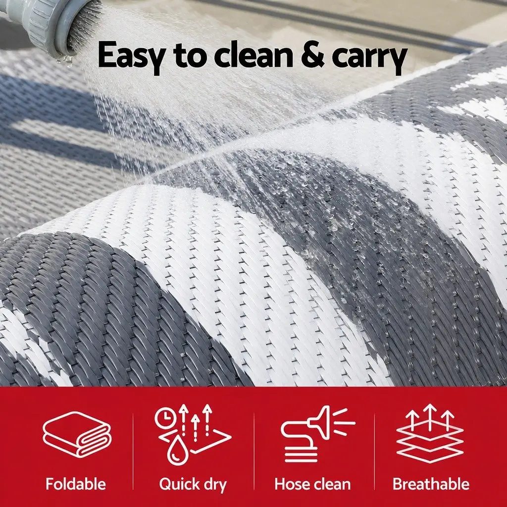 Outdoor Rug Reversible Patio Mat 152x244cm Grey
