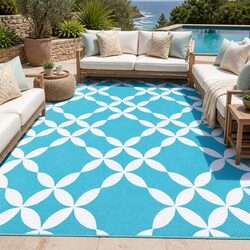 Comfortable and Durable Outdoor Area Rug - Light Blue