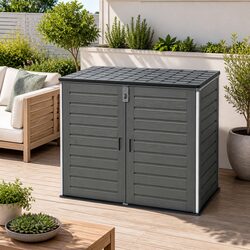 Outdoor Storage Box 1170L Lockable Cabinet Grey Shed Tool Organizer Container