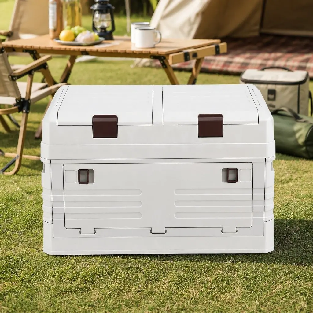 40L Outdoor Storage Box Portable Foldable Camping Organizer Beige