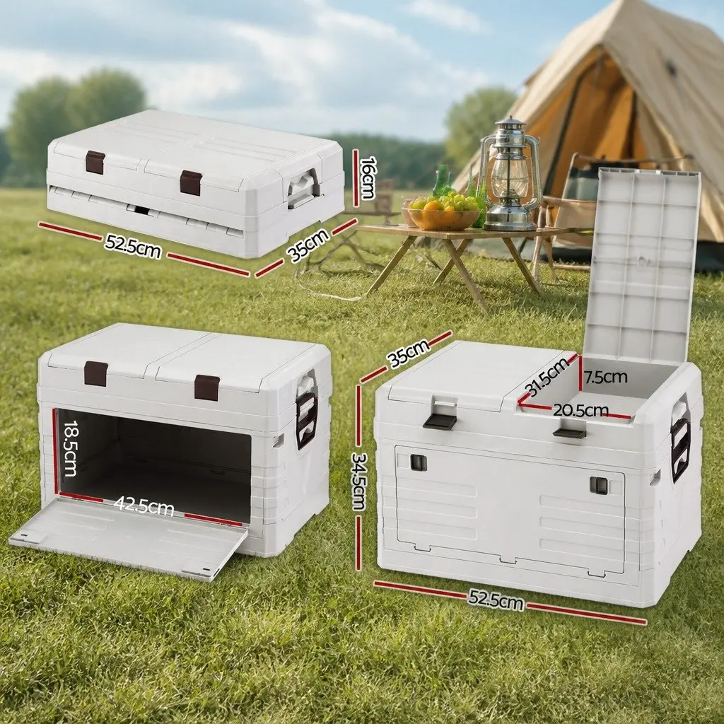 Outdoor Storage Box 60L Collapsible Organizer Portable Beige