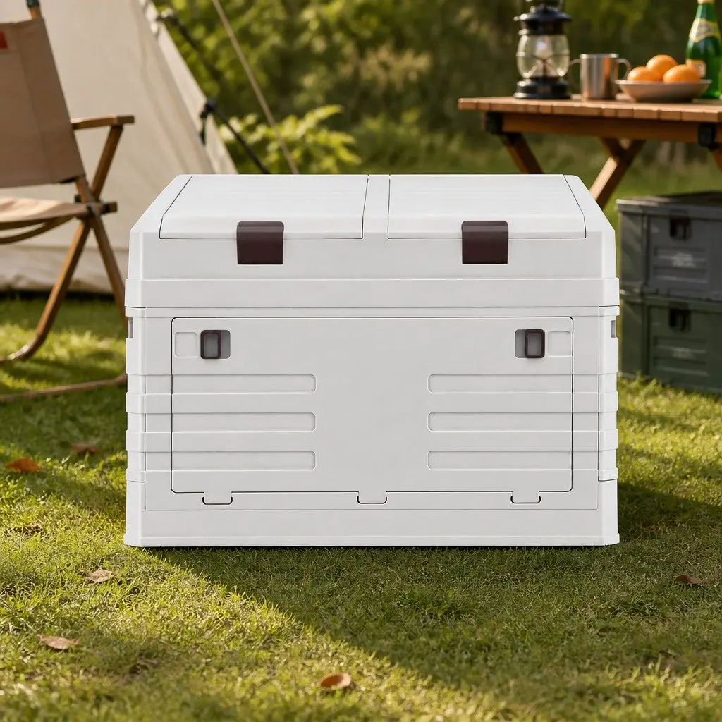 Outdoor Storage Box 60L Collapsible Organizer Portable Beige