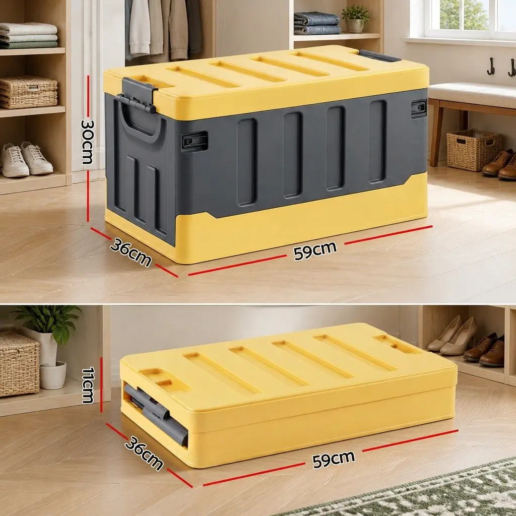 Collapsible Storage Box 60L Folding Organizer Outdoor Camping Yellow