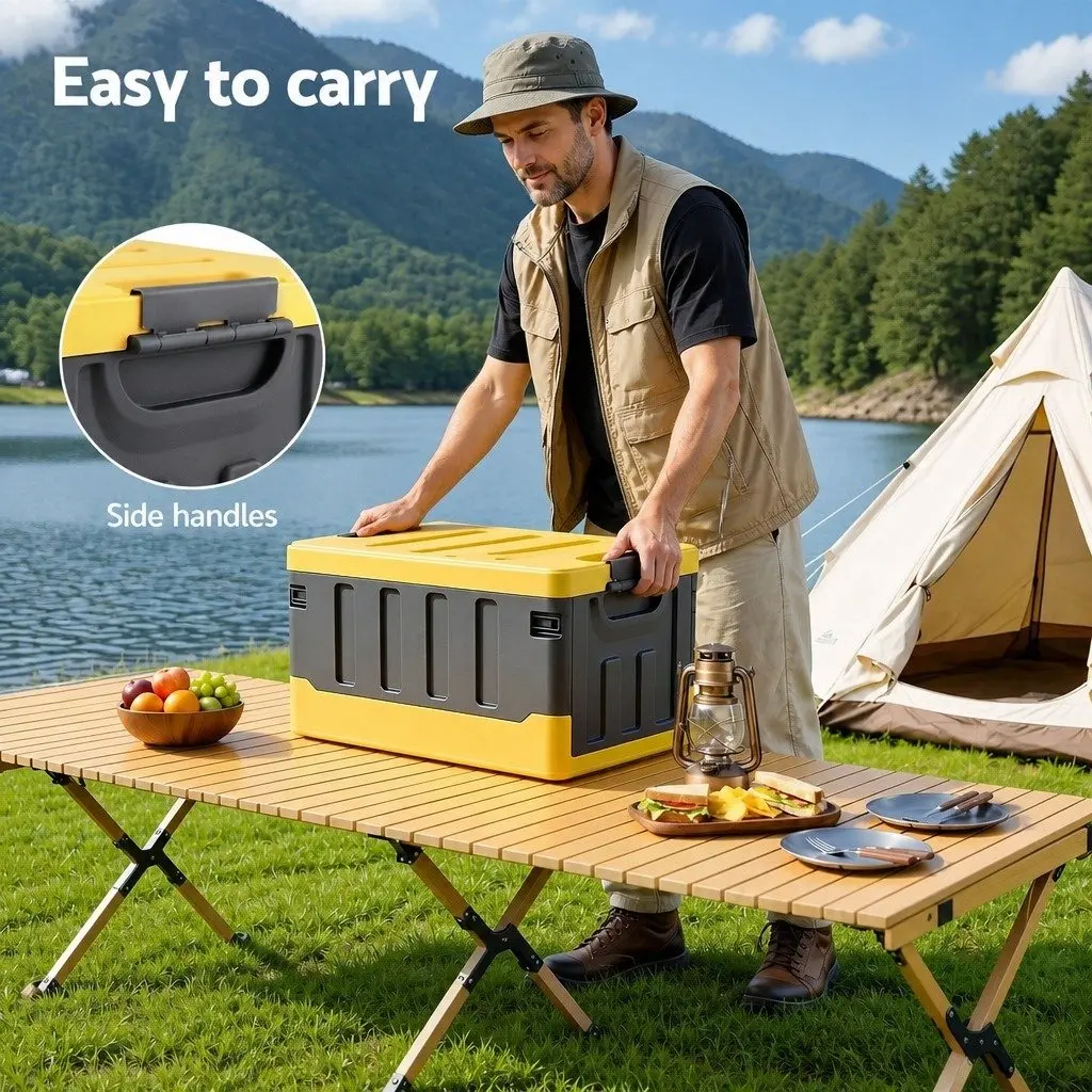 Collapsible Storage Box 60L Folding Organizer Outdoor Camping Yellow