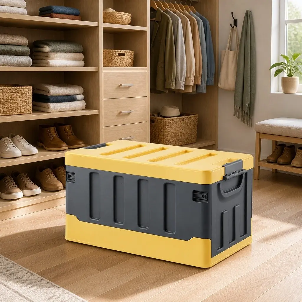 Collapsible Storage Box 60L Folding Organizer Outdoor Camping Yellow