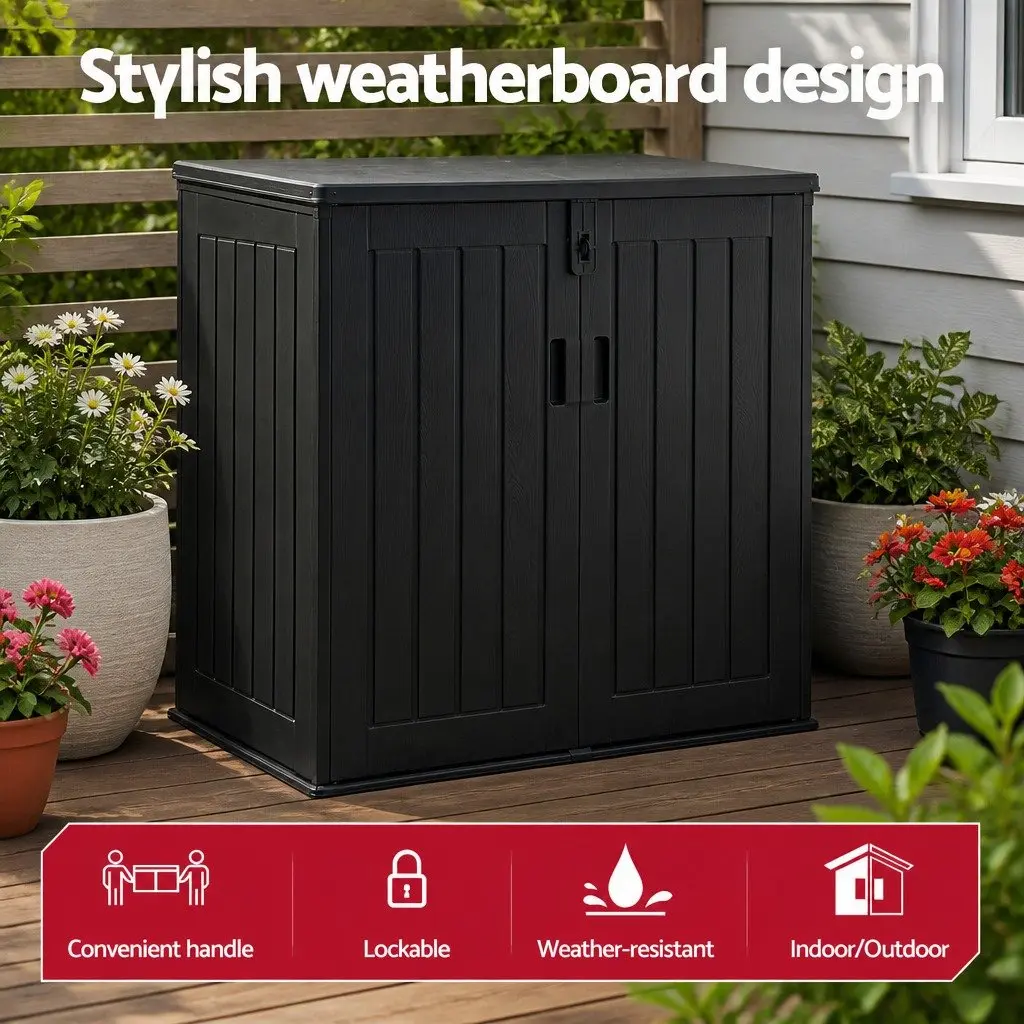 Outdoor Storage Box 775L Lockable Cabinet Tool Organizer Black