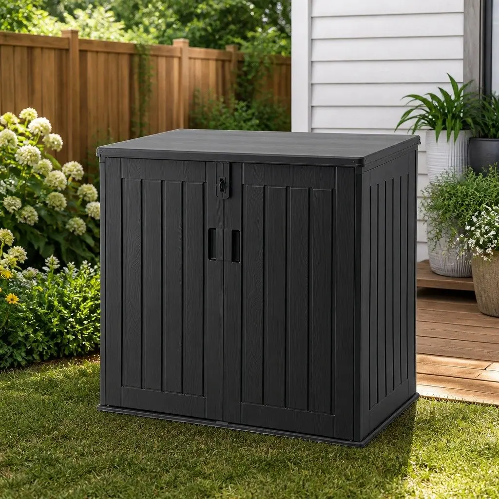 Outdoor Storage Box 775L Lockable Cabinet Tool Organizer Black