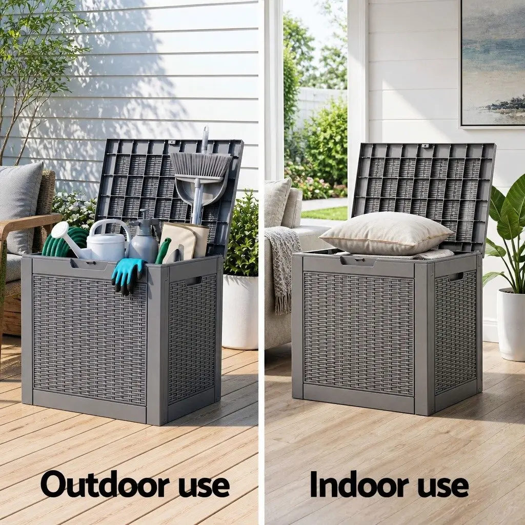 Outdoor Storage Box 118L Lockable Container Brown Rattan-Texture