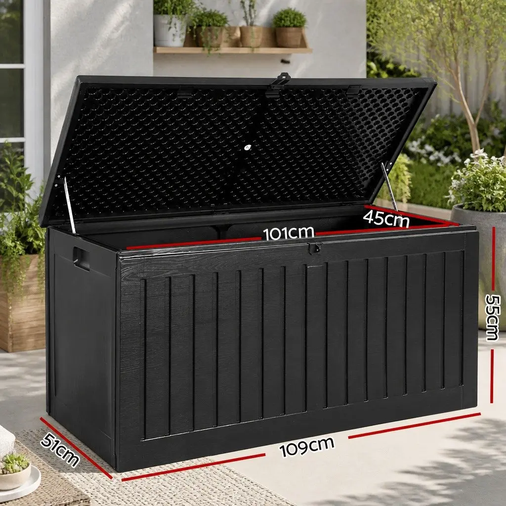 Outdoor Storage Box 270L Lockable Garden Bench Container Black