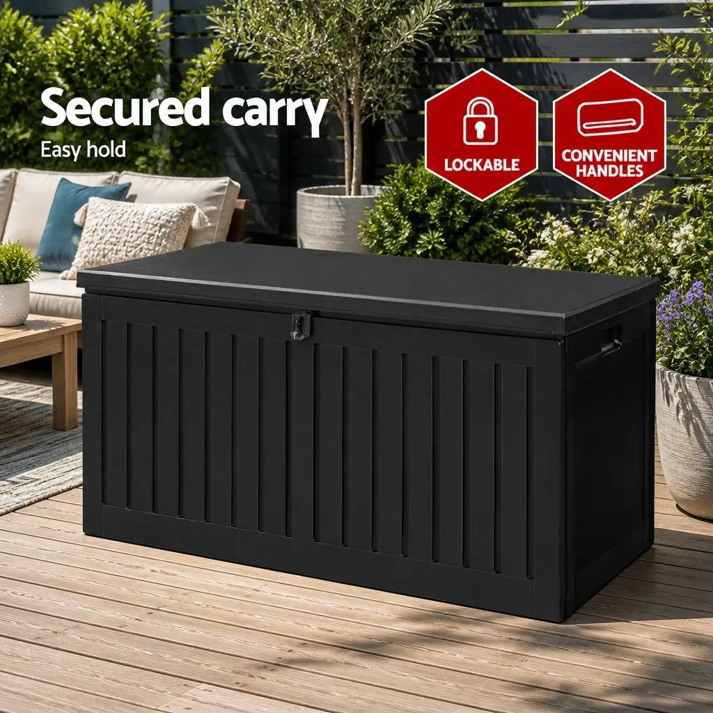 Outdoor Storage Box 270L Lockable Garden Bench Container Black