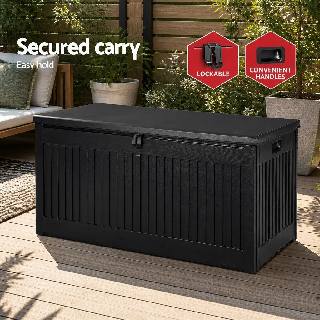 Outdoor Storage Box 270L Lockable Garden Bench Container Black