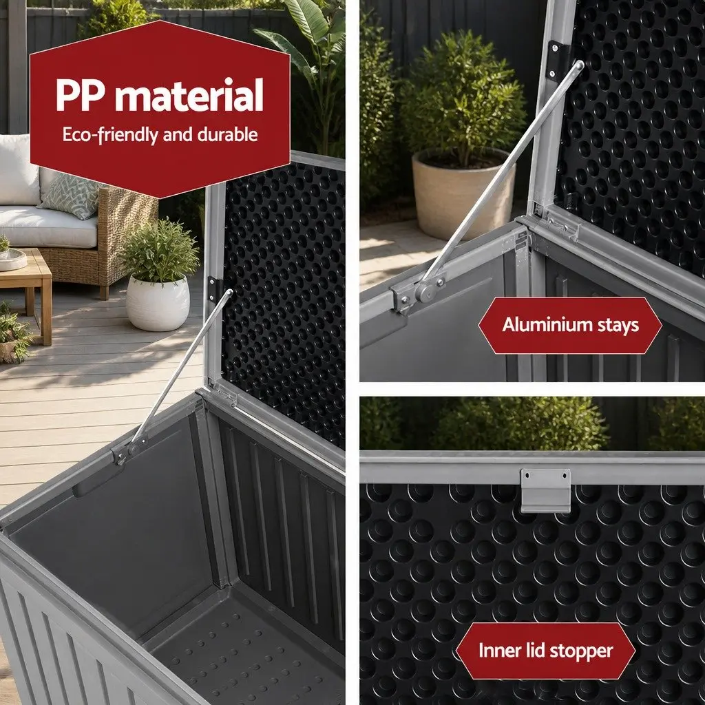 Outdoor Storage Box Garden Bench 270L Dark Grey