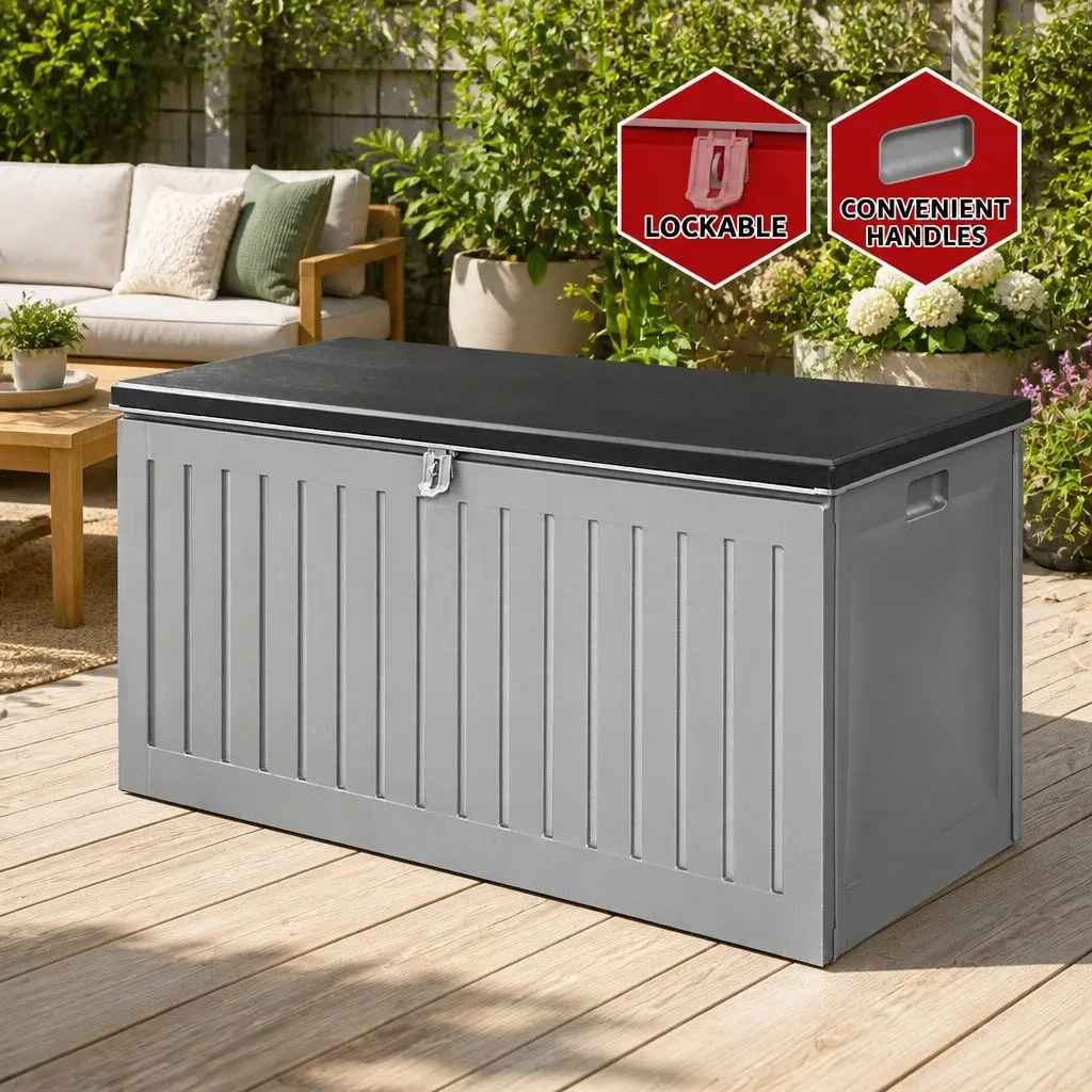 Outdoor Storage Box Garden Bench 270L Dark Grey