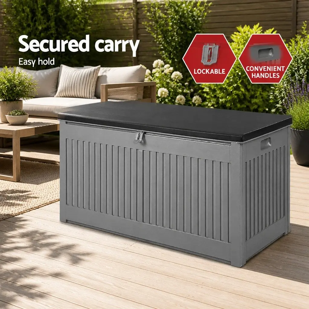 Outdoor Storage Box Garden Bench 270L Dark Grey