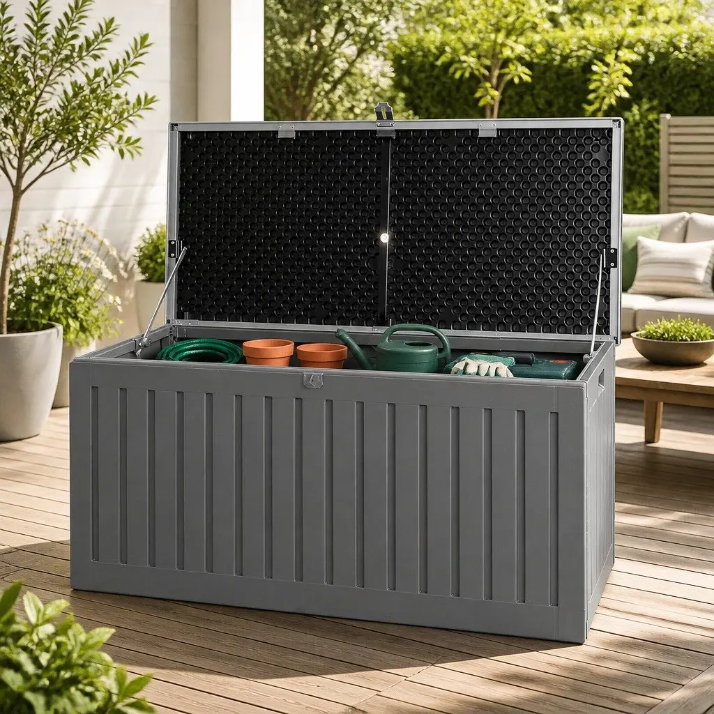 Outdoor Storage Box Garden Bench 270L Dark Grey