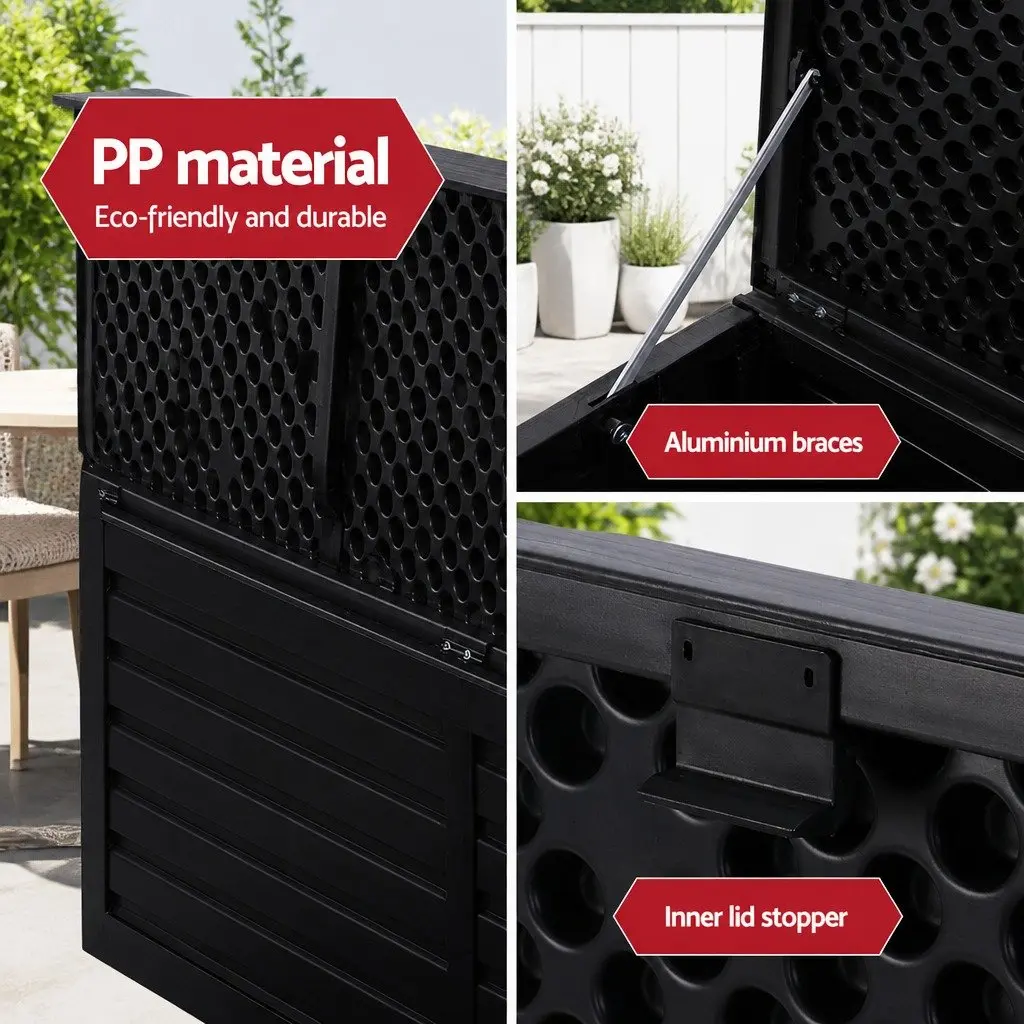 Outdoor Storage Box 390L Lockable Garden Bench Black