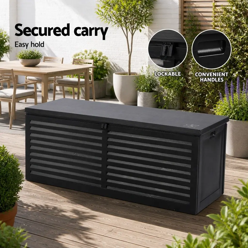 Outdoor Storage Box 390L Lockable Garden Bench Black